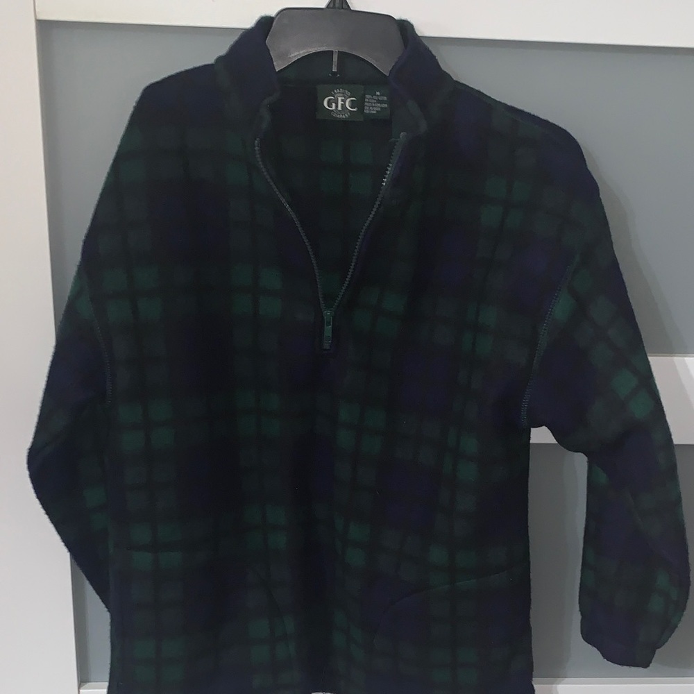 Men's Plaid Zip-Up Sweater - Black and Green